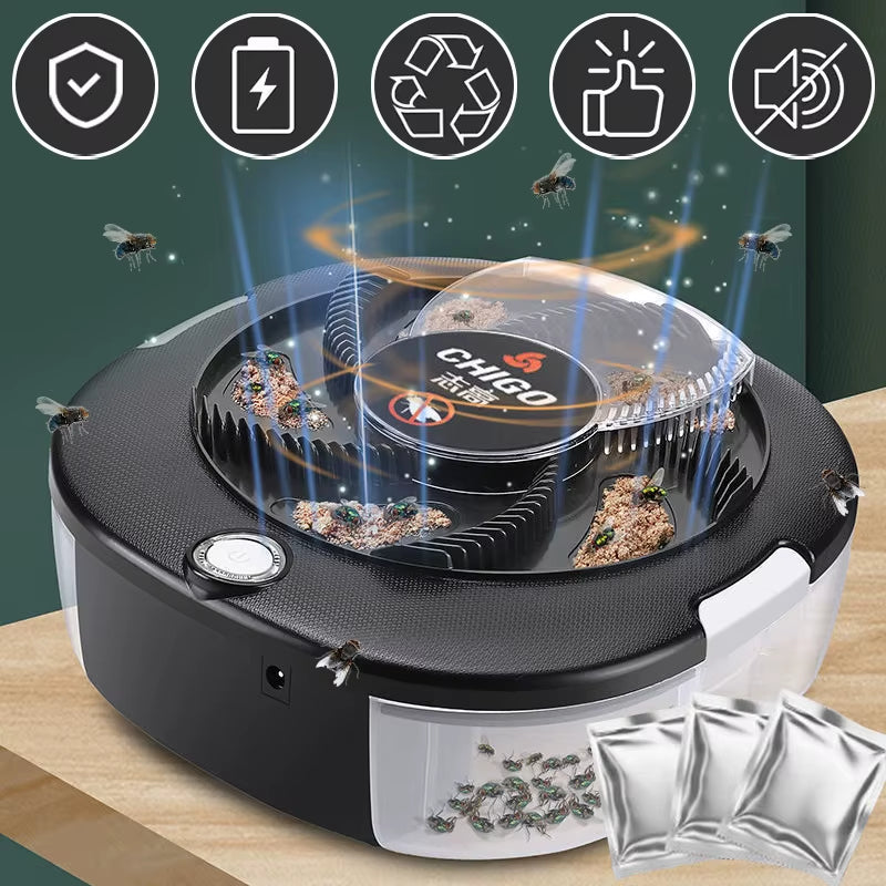 Upgraded Flycatcher Usb/Rechargeable Electric Fly Trap Safety Insect Flytrap Indoor/Outdoor Pest Catching Tool for Home Garden