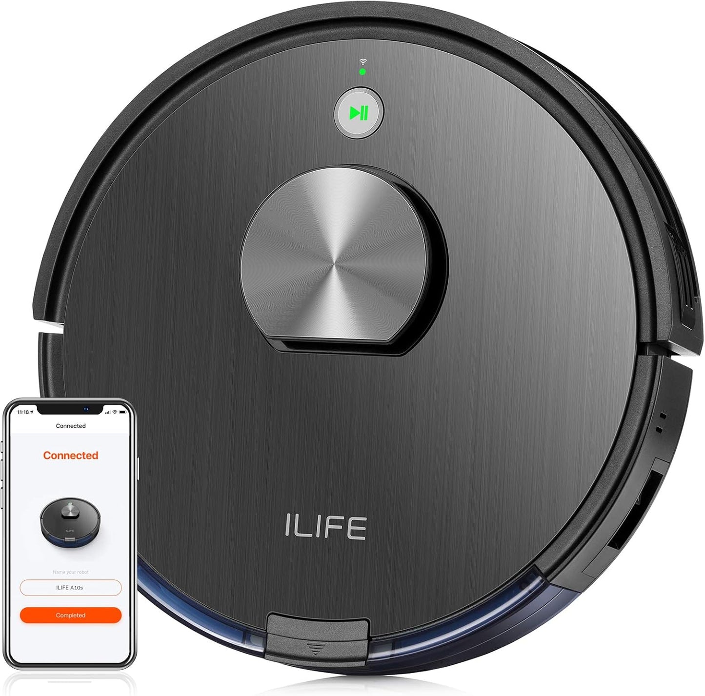 ILIFE A10S Lidar Robot Vacuum, Smart Laser Navigation and Mapping, 2000Pa Strong Suction, Wi-Fi Connected, Multiple-Floor Mapping, 2-In-1 Roller Brush for Hard Floor