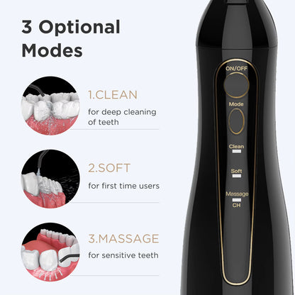 Water Flossers for Teeth 300ML Oral Irrigator Rechargeable Portable Dental 3 Modes Water Tank Waterproof Teeth Cleaner