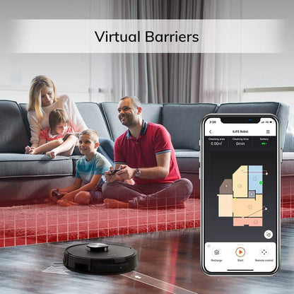 ILIFE A10S Lidar Robot Vacuum, Smart Laser Navigation and Mapping, 2000Pa Strong Suction, Wi-Fi Connected, Multiple-Floor Mapping, 2-In-1 Roller Brush for Hard Floor