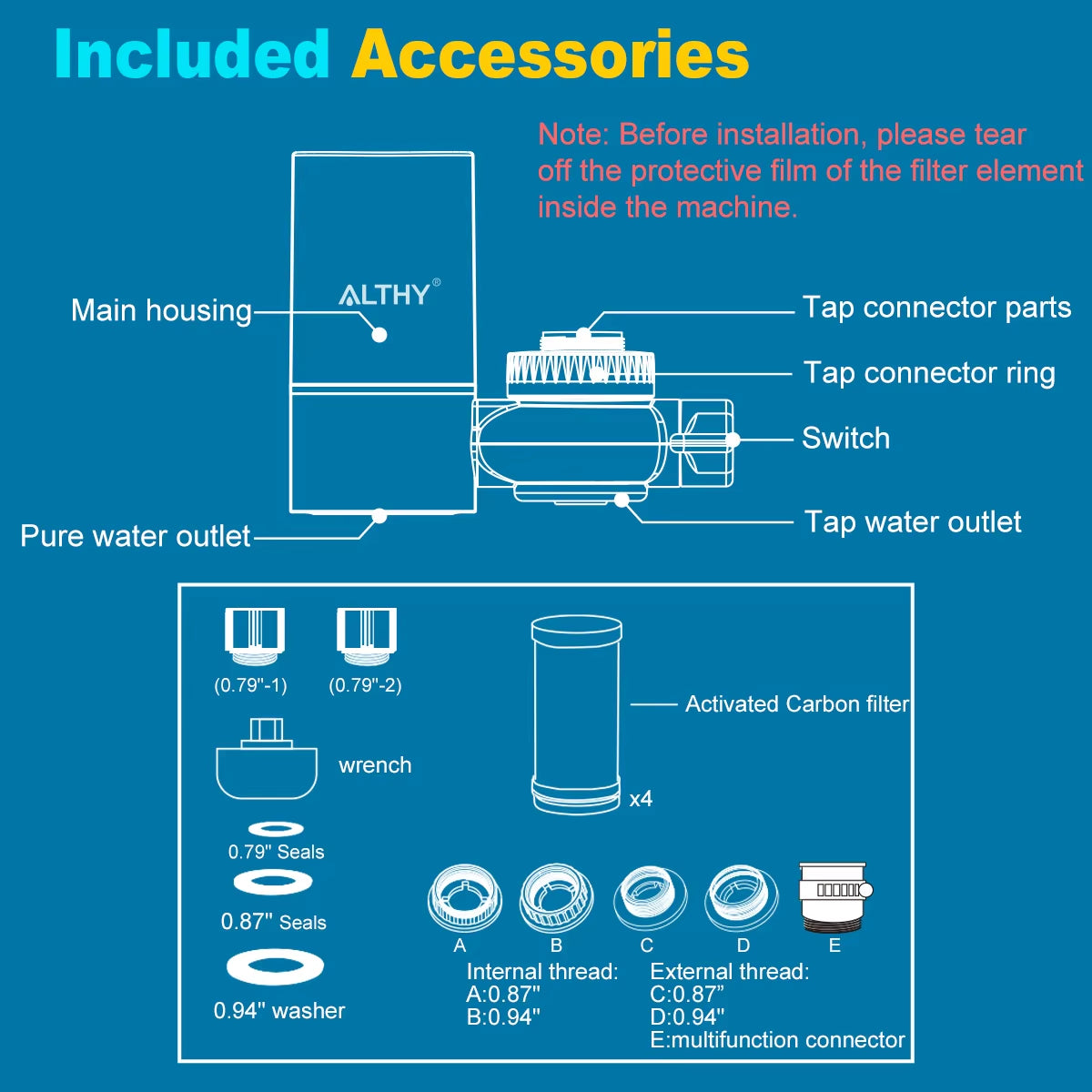 Faucet Tap Water Filter Purifier System, Reduces Lead, Chlorine & Bad Taste NSF Certified 320-Gallon Kitchen